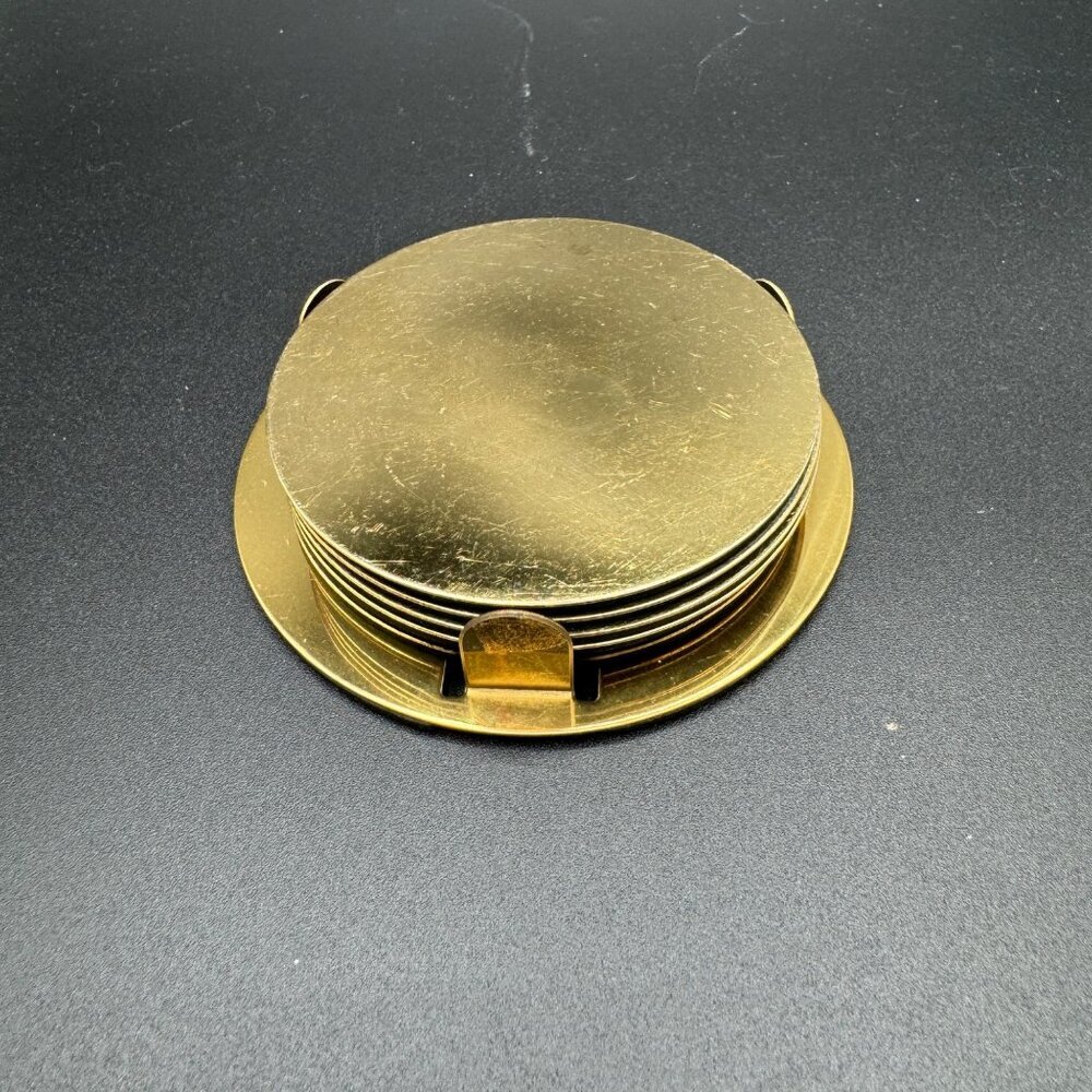 Stainless Steel Coasters Set of 6, Non Slip Eva Base, Gold Cup Coasters, Coaster